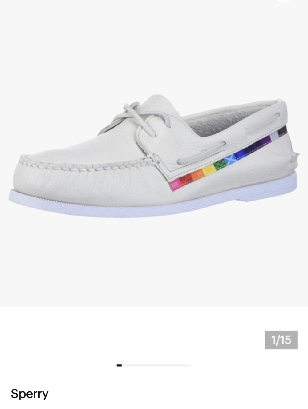Sperry White Rainbow Boat Shoes, Exclusive Pride Edition unisex 10.5 M 12 W NIB